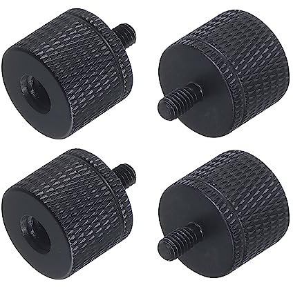 QUARKZMAN 4Stk Mikrofonständer Adapter 1/4 Buchse auf M4 Männlich Schwarz | Kamera Schraubgewinde Adapter, für Mikrofon Stativständer