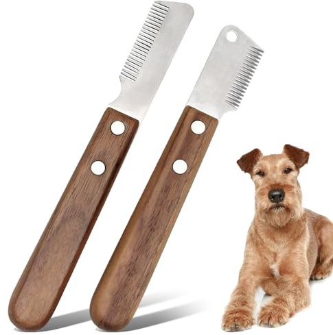 Trimmmesser für Hunde, 2-Teiliger Satz Haustier Trimmer | Edelstahl Trimmer Set Hundefellpflege Haustier Produkte Haarkratzer Kamm Geeignet Für Katzen Hunde