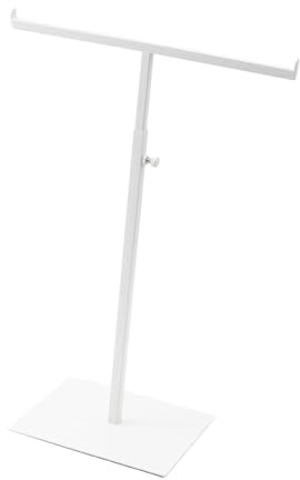 rockible Espositore per Borse Sciarpa, Porta Borse da Terra Regolabile di 35-60 Cm, Appendiabiti a Forma di T da Tavolo, Espositore Porta Gioielli per Moda, Collane, Bracciali, Portafogli, Bianco