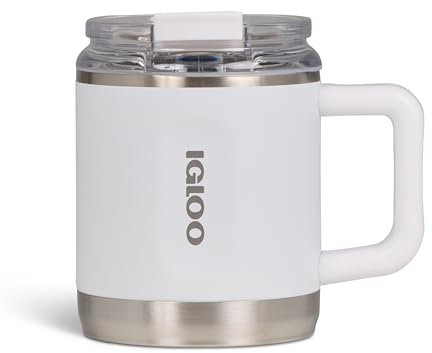 IGLOO Coffee Mug Kaffeebecher – Isolierter Thermobecher aus Edelstahl, weiß, 430 ml – Auslaufsicher, Doppelwandig, Ideal für Büro, Reisen & Outdoor – Hält Getränke heiß & kalt