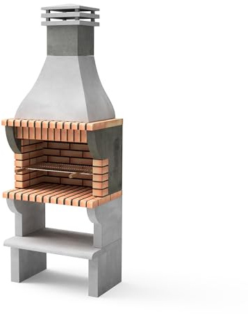 MOVELAR - Barbacoa de Obra Prefabricada de Leña y Carbón Modelo Maipu XL (Gris, Naranja - 86,5 x 58 x 245 cm) REF: 3531/2 - Cocina de Exterior con Parrilla Mellada para Jardín o Terraza