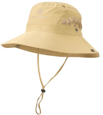 AYPOW Sonnenhut Outdoor Herren Damen, wasserdichte Faltbar Safari Hut mit Kinnband, UV Schutz Breite Krempe Angelhut Wanderhut Einstellbar Winddicht Leicht Buschhut Fischerhut Bucket Hat