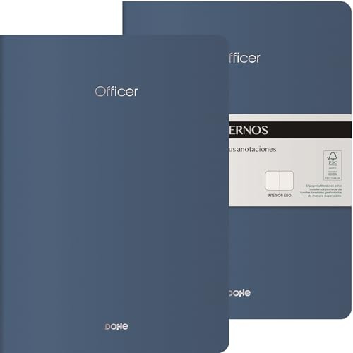 DOHE - Notizbuch A4, innen glatt (2 Stück), Größe 21 x 29,7 cm, 40 Blatt (80 Seiten), 90 g/m², für Notizen, Organisation oder Zeichnen, flexibler Softcover, Nachtblau