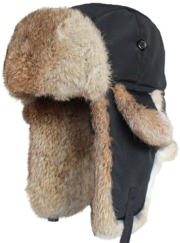 bomhys Russische Mütze Bombermütze Für Herren Und Damen, Russische Winter-Schneemütze Mit Ohrenklappen, Dick, Warm, Trapper-Uschanka, Schwarz, 58–60 cm