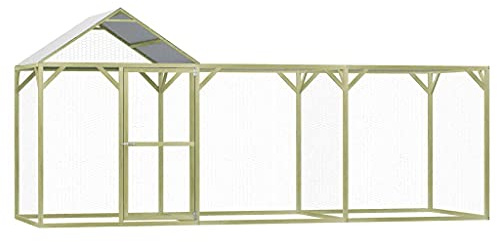 Hommdiy Kiefernholz Imprägniert Hühnerkäfig Hühnerstall Hühnerhaus Geflügelstall Freilaufgehege Hühnervoliere Kaninchenstall Freilauf 4,5 x 1,5 x 2 m