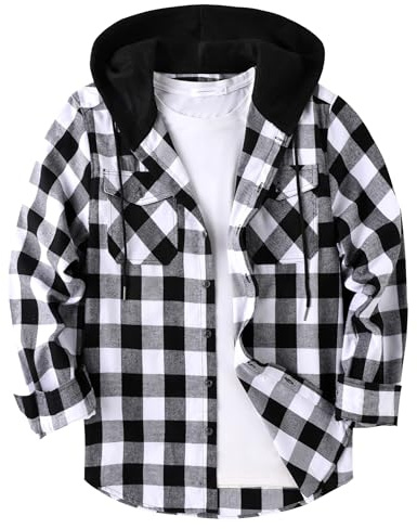 Onedog Camisa de Franela para Hombre - Cuadros Casual Con Capucha y Manga Larga - Dos Bolsillos en el Pecho - Ideal para Caza