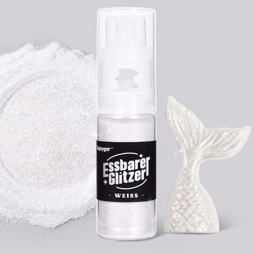 Essbarer Glitzer - 10g Weiss Glitzer für Getränke Essbares Glitzerpulver | Lebensmittel Glitzer Lebensmittelfarbe Pulver, Metallisch Glitzerpuder Glitzerspray für Cocktails Schokolade Kuchen Fondant