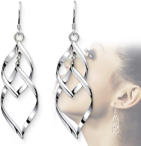 1 Paar Damen-Ohrhänger Sterling-Silber 925 lang Quast，Ohrhänger 925 Sterling Silber Damen Ohrschmuck, Silber Hängende Ohrringe für Damen Geschenke Frauen Schmuck