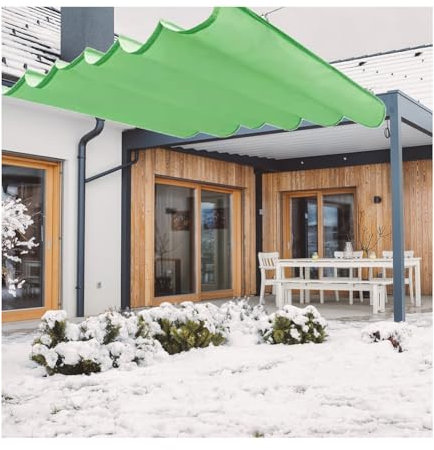 Wasserdichter Pergola-Sonnenschutz, einziehbare Markise, robuste Pergolen-Terrasse, für Veranda, Hinterhof, Garten, Grillpavillon (grün, 1,5 x 6 m)