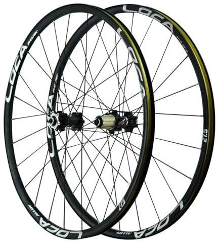 GEIRONV 26/27,5/29 Zoll Mountainbike-Räder, 4 Lager Schnellspanner Aluminiumlegierung 24 Löcher Scheibenbremsen Radsatz for 1,25-2,35 Zoll Reifen(Black,26inch)