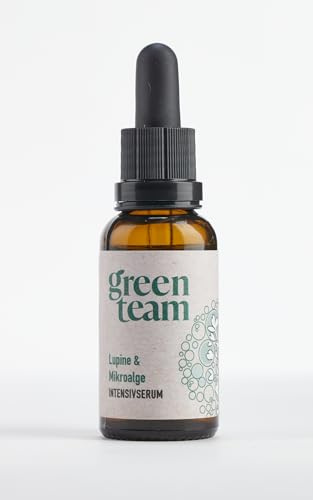 Green Team Intensivserum: 3-fach Hyaluronsäure, Lupine und Mikroalge (Cellactive) - Feuchtigkeitsspendendes Anti-Falten Serum - Vegan, ohne Silikone & Parabene, 30 ml