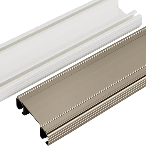 Gardinenstange aus Aluminiumlegierung, doppelte Vorhangschiene, Premium-Design, 10 m bis 4,9 m, Decken-/Wandhalterung, Farbe: Weiß, Größe: 1 m