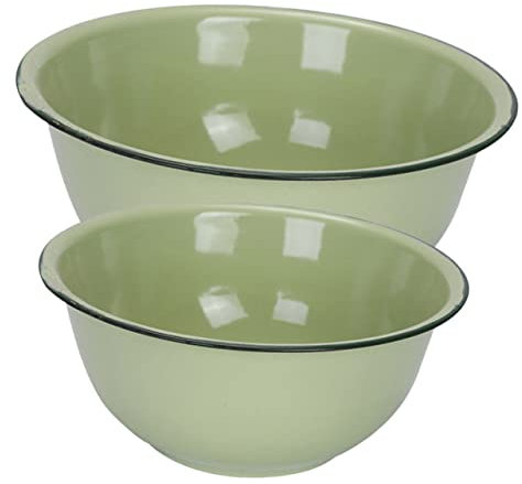 HOLIDYOYO Set Di Ciotole in Smalto Per Pastella 2 Grandi Ciotole in Smalto Vintage Versatili Ciotole Per Zuppa Per Uso Domestico E in Cucina