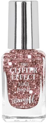 Barry M Glitter Effect Nail Paint, Shade Pink Raving Rose|Pink Glitter Nail Polish