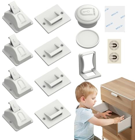 Cierres Magnéticos Para Armarios Adhesivo Sin Taladro Infantil Invisible | Cerraduras Seguridad Infantil Para Protección Infantil, Armarios De Cocina, Cajones, Roperos Y