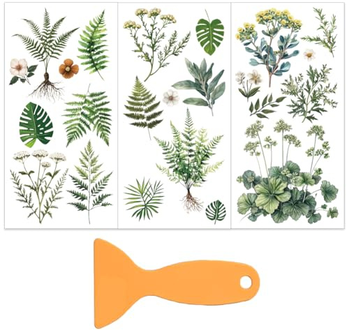 OLYCRAFT 3 Stück/Set Farnblätter Transferfolien Zum Aufreiben Für Möbel Und Kunsthandwerk 15x30cm Pflanzenmotiv Möbel Transferaufkleber Möbelaufkleber Dekor Transferaufkleber Abziehbilder