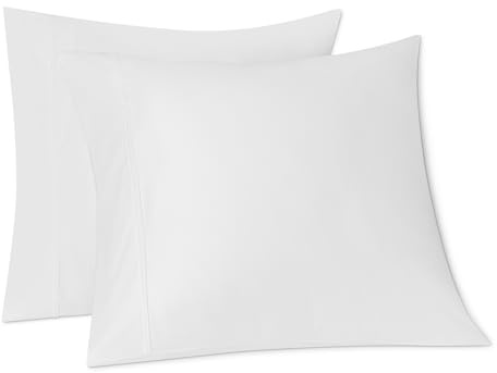 Amazon Basics Deluxe Kissenbezug, 100% Baumwolle Satin, Fadenzahl 400, 65 x 65 cm, Weiß