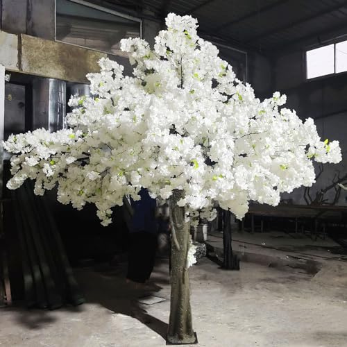 Albero Di Fiori Artificiali Di Fiori Di Ciliegio - Piante Di Fiori Di Seta Bianchi Realistici - Albero Di Simulazione Per Il Centro,1×0.8m-White