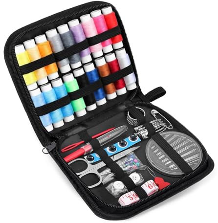 Kzouenzu Nähset[86 Stück], enthält Nähgarn, Nadeln, Schere, Nähzubehör,Knöpfe usw, Nadel und Fadenset Tragbares Mini Nähset, für Mama Anfänger Reisende
