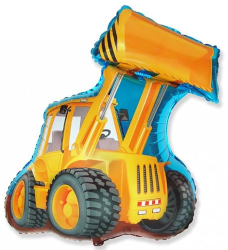 CONVER PARTY, Folienballon Bagger, Heliumgeeigneter Luftballon für Kindergeburtstag, Baustellen-Party, Geburtstagsdeko Jungen, Ballon Deko Baustelle Motto, 81 x 66 Cm