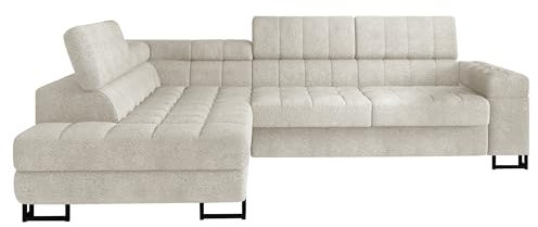 Mirjan24 Ecksofa Laris, Polsterecke mit Schlaffunktion und Bettkasten, Eckcouch, Polstersofa, Couch, L-Form Sofa, Polstergarnitur, Wohnlandschaft, Bettsofa (Coral 65, Seite: Links)