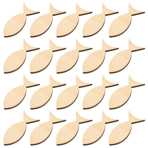 CLISPEED 50 Stück Dekorative Holzbrettset unbemalt Fischtankdekor Mini Schüttgut malen Vielseitig Fisch selber machen holz fische Fisch Holzhandwerk Dekorationen -Bastelrohling