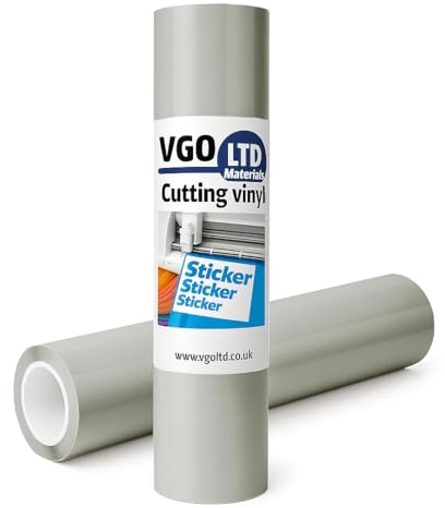 vgoltd Permanent Glossy Adhesive Vinyl Cutting Vinyl Roll for Mug Cup Window Home Decal & DIY Projects (Light Grey, 30 x 100 cm)