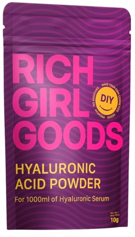 RICH GIRL GOODS 100 % hyaluronic acidpulver – hyaluronsyrapulver för gör-det-själv-serum (set)