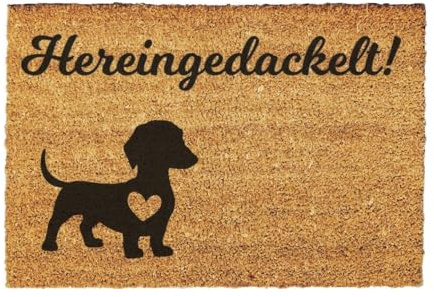 Giftstory Kokosmatte Fußmatte Kokos Hereingedackelt für Innen und Außen 80x50 Fussmatte Haustür - Willkommen Doormat Mat Lustig Türmatte - Geschenk Gift Gadget