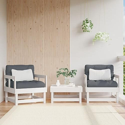 YuuSsea Gartenstuhl Holz Weiß, 2er Set, Massives Kiefernholz, Outdoor Terrassenstuhl mit Armlehnen, Robuste Gartenmöbel für Patio & Garten