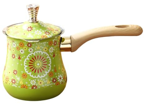 LOVIVER Cafetera turca, cafetera griega, de inducción con mango largo de madera para picnic, cafetería y restaurante, S