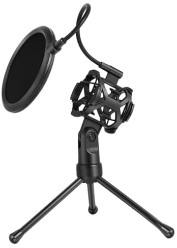 Soporte de Micrófono de Escritorio Trípode ABS Negro para Streaming