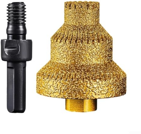 Honseadek Broca de pagoda escalonada con núcleo de diamante M10, biselado de diamante, abridor de agujeros cónicos multicapa para metal, broca avellanada para ampliar (mejorada con varilla)