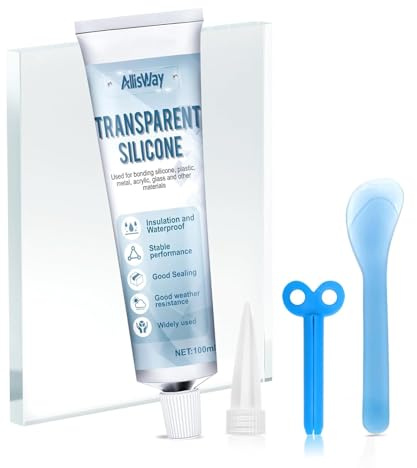 AllisWay Silicona Transparente, Pegamento para Cristal, Silicona Liquida Transparente, Pegamento Extrafuerte para Todo, Adecuado para Unir Materiales Como Plástico, Vidrio, Acrílico, silicona, etc