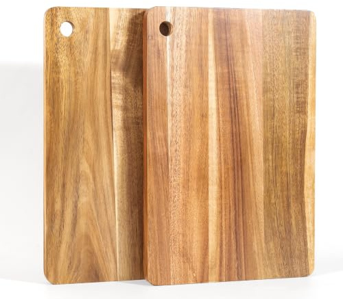 LiWiBet Acacia Wood Chopping Board Set of 2, Small Cutting Board Wooden for Kitchen Meat Vegetables and Fruits 12x10in Cutting Board, Cheese Board, Wooden Tray, Charcuterie Boards
