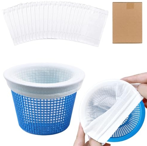 LILIXI 20 Pièce Chaussette Skimmer Piscine, Chaussette Filtre Piscine Réutilisable, Maille Ultra Fine Nylon Élastique pour Feuilles, Pollen, Cheveux (20 Pièce)