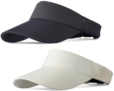 SEAUR Sports Sun Visor for Men Women Breathable Mesh Stretchy Foldable Cooling Visor Hat for Running Golf Tennis Hiking Black and White
