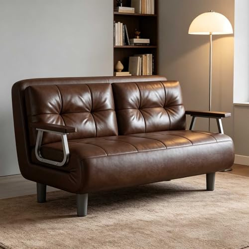 3-i-1 Folding Bäddsoffa, Enstol med 5-position ryggstöd och kudde, hög motståndskraftsskum, stålram, Utrymmesbesparing för Gästrum, Liten lägenhet, Enkel montering, Kompakt design