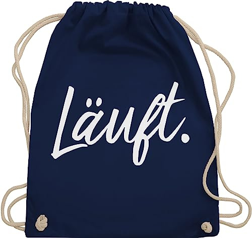 Turnbeutel Rucksack - Sprüche - Läuft - Statement - Unisize - Navy Blau - lustige mit aufschrift typo beutel taschen statements laeuft stoffrucksack festival sprüchen￼ läuft. stoffbeutel kind