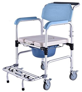 WAOBE Commode Sitting Chair Mobile Chair Elderly Women Moving Aluminum Alloy Shower Chair Sitting Wheelchair Removable Toilet Seat Shower Chair With Wheels and Brakes