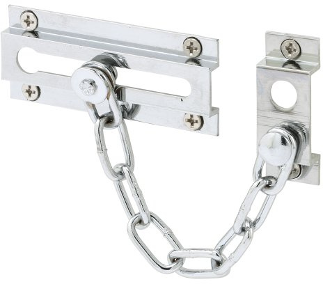 Prime-Line MP4298 Chain Door Lock, 3-5/16 In., Solid Extruded Brass, Chrome-Plated, 6 In. Chain (Single Pack)