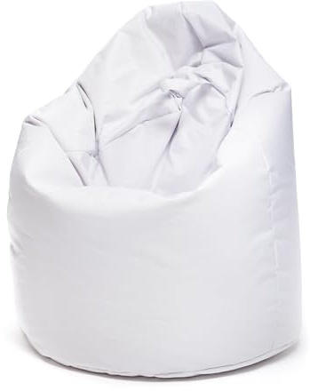 Ecopuf - Sako Pouf Sessel Outdoor - Sitzsack Kinderzimmer - Robuster Stoffsack - Entspannungssessel - Wohnungseinrichtung - Sessel Größe L - 70x110cm, Weiß Nc3