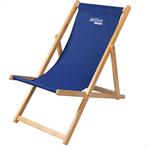 AKTIVE Silla Hamaca Madera 3 Pos 56x77.5x78cm - Azul Marino