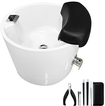 Foot Massager Acrylic Pedicure Sink Foot Spa with Pedicure Foot Rest with Heat Bubble Massage Raised Massage Nodes Health Manicure Basin Colorful Lamp Footbath (Size : Bath+Pedicure)