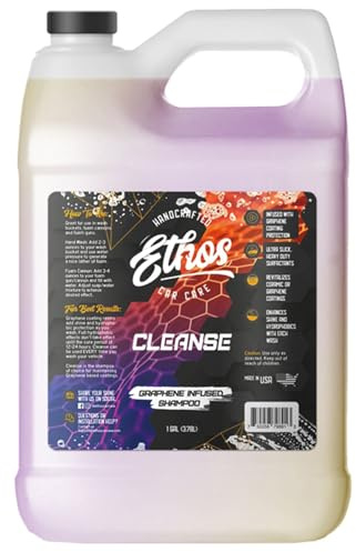 Ethos Cleanse for Cars Graphene Shampoo, Ceramic Coating Infused Car Wash Soap, High Lubricity Car Cleaning Shampoo for Coated, Waxed & Untreated Vehicles