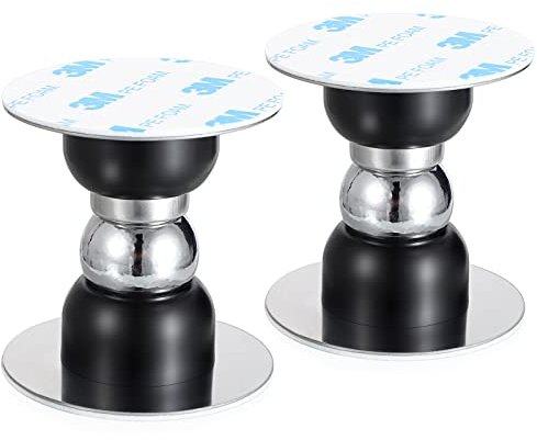 IGNPION Set di 2 mini fermaporta magnetici, montaggio adesivo, senza bisogno di trapano, fermaporta in metallo, nero