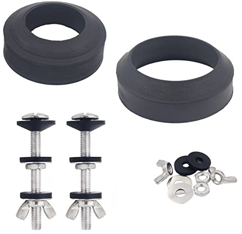 Universal Toilet Tank To Bowl Gasket,2 Kind Gasket and 2 Sets 5/16*3.15 inch Stainless Steel Heavy Duty Rustproof Bolt Hardware Kit,Fits Most 2-Inch and 3-Inch flush valve opening 2-Piece Toilet Tanks