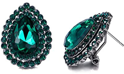 EVER FAITH Damen Tropfen Ohrstecker österreichischen Kristall elegante Wassertropfen Strass Ohrringe Schmuck für Prom Grün Schwarz-Tone