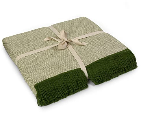 Yoga Studio Yoga-Decke, zweifarbig, Baumwolle, ideal für Meditation und Entspannung, 142 x 205 cm, zweifarbig – Grün