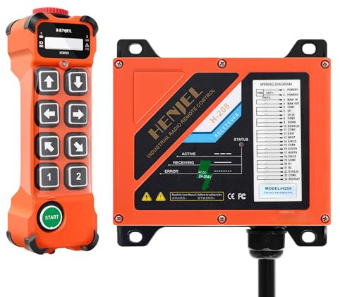 grtowsnu H208 Télécommande de Grue Sans Fil 12V 24V (12-65V) 2 Vitesses | Radiocommande 150m Industrielle 8 Canaux pour Pont Roulant et Palan Électrique Bornes COM indépendantes, câblage simple